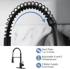 DJS Kitchen Faucets with Pull Down Sprayer Oil Rubbed Bronze -High Arc Single Handle 1 or 3 Holes Spring Kitchen Sink Faucet with Deck Plate for Farmhouse RV Vessel Basin