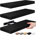 Sorbus Floating Shelves for Wall - Set of 3 Black Wood Shelves for Living Room, Kitchen, Bedroom, Bathroom Storage - 16" Book Shelf for Wall Decor, Home Decor, Farmhouse, Frames & Trophy Display