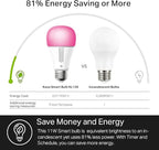 Kasa Smart Light Bulbs, 1000 Lumens High Brightness, 16M Color Changing, Dimmable Smart WiFi Light Bulb, Compatible with Alexa and Google Home, A19, 2.4GHz Wi-Fi only, No Hub Required, KL135
