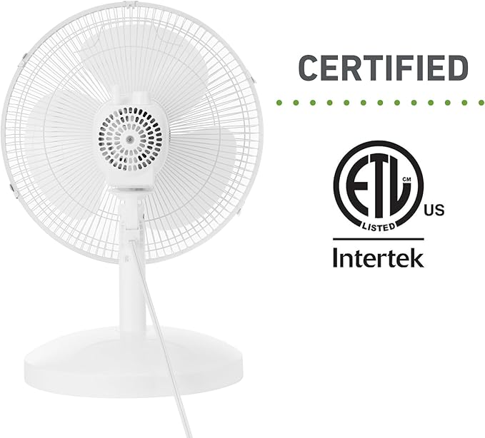 Holmes 12 Inch Oscillating Table Fan 3 Speeds 75 Degree Wide Angle Oscillation 15 Degree Adjustable Head Tilt Quiet Cooling for Home Office Bedroom Manual Control White