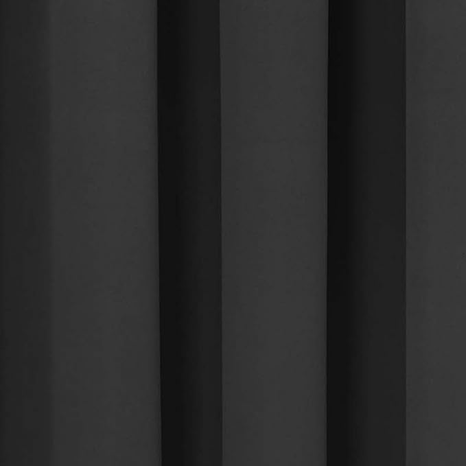 Eclipse Solid Thermapanel Pair, Room Darkening Rod Pocket Curtain, Window Curtain for Bedroom and Living Room, (2 Panels), 52 in Wide x 84 in Long, Black