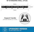 IMILLET 2 Pack Broom and Mop Holder Wall Mounted, Broom Holder Stainless Steel Broom Organizer Heavy Duty Tools Organizer Self Adhesive for Laundry Room Garage Garden（5 Racks and 4 Hooks）