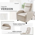 Homall Recliner Chair, Recliner Sofa for Adults, Recliners Home Theater Seating with Lumbar Support, Reclining Sofa Chair for Living Room (Leather, Beige)