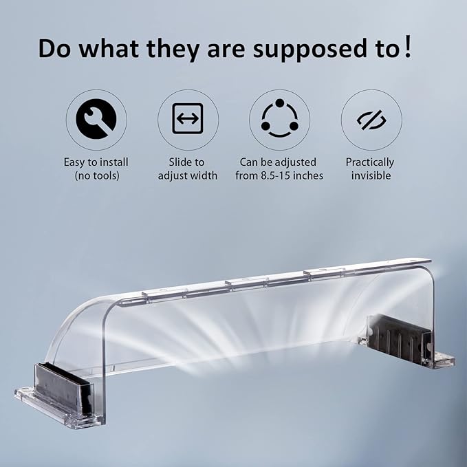2 Pack Air & Heat Deflector for Vents, Sidewalls and Ceiling Registers, Adjustable from 8.5" to 15"