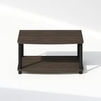 Furinno Turn-N-Tube Printer Stand with Storage, 2-Tier Printer Table, Under Desk Printer Stand, Toolless Assembly, for CPU, Office Supplies, Home Office, Dark Brown