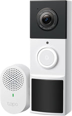 Tapo 2K Wireless Smart Video Doorbell with Chime - 160° Ultra-Wide View,Person Detection, Ring Call, 2-Way Audio, Subscription-Free Local Storage/Optional Cloud, Motion Only Alert, D210