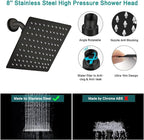 Shower Head 10‘’ High Pressure Rainfall Shower Head/Handheld Shower Combo with 11'' Extension Arm, 9 Settings Anti-leak Head with Holder, Height/Angle Adjustable, Chrome, Matte Black
