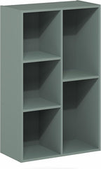 Furinno LUDER Book Shelf, 5-Cube Bookshelf, Reversible Bookcase, 9.4 x 19.5 x 31.5, Easy Assembly, for Living Room, Bedroom, Home Office, Sage Green