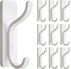 pickpiff Adhesive Wall Coat Hooks - Heavy Duty Stick-On Door Hanger, Metal Hook for Hanging Towel,Purse, Robe, Backpack, Jacket, Clothes - for Bathroom,Dorm, Closet, Kitchen - White, 10 Pack