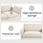 78'' Modular Sectional Cloud Couch with Movable Ottoman, 3 Seat Comfy Modern Corduroy Sofa with 2 Throw Pillows, Deep Seat L Shaped Couch for Living Room Bedroom Apartment, Beige