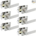 KAMOTA Privacy Door Levers, 6 Pack Satin Nickel Door Handles Bed and Bath Door Locks Interior Keyless Locksets, Left and Right Hand Reversible