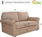 Easy-Going Reversible Loveseat Couch Cover for 2 Cushion Couch Sofa Cover for Dogs Water Resistant Furniture Protector with Foam Sticks Elastic Straps for Pet (Loveseat, Pink/Beige)