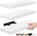 Sorbus Floating Shelves for Wall - Set of 3 White Wood Wall Shelves for Living Room, Kitchen, Bedroom, Bathroom Storage - 16" Book Shelf for Wall Decor, Home Decor, Farmhouse, Frames & Trophy Display