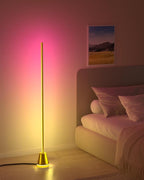 Keepsmile Smart RGB LED Corner Floor Lamp,172 LEDs Bright Standing Lamps for Living Room with APP and Remote,Modern Floor Lamp with Music Sync and 16 Million Colors, Ambient Lighting for Bedroom Gold
