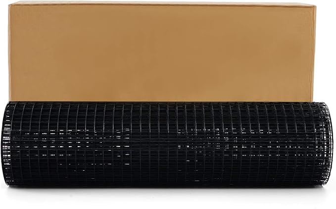 48'' x 50' 1/4inch Hardware Cloth 19 Gauge Black Vinyl Coated Welded Fence Mesh for Home and Garden Fence and Home Improvement Project (48'' x 50')