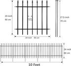 Metal Decorative Garden Fence 24" Wide x 24" High (5 Panels, Total Length 10 feet), Metal Border Folding Fence, Landscape Fencing Dog Fence Pet Fence for Flower Bed, Yard, Animal Barrier