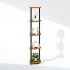 Furinno Turn-N-Tube Storage Shelves, 5-Tier Book Shelf, Corner Shelf, Toolless Open Shelves, for Organization and Storage, Living Room, Home Office, Hallway, Bedroom, Light Cherry
