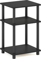 Furinno JUST Side Table, 3-Tier End Table, Open Shelves Night Stand, Bedside Table, Toolless Assembly, for Living Room, Bedroom, Bathroom, Americano