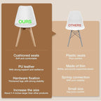 OLIXIS Dining Chairs Set of 8 Kitchen Mid Century Modern Chairs with Wood Legs and PU Leather Cushion for Living Room Bedroom Outdoor Lounge, White