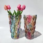 Unbreakable Flower Glass Vase 3.5lb 9.5inch Sparkle vase Bohemian Style, for Centerpieces,Kitchen,Office, Living Room,Wedding,Perfect Home Decor Glass Vase (Sparkle Color)