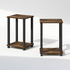 Furinno Simplistic Night Stand Set of 2, 2-Tier Small Nightstand with Open Shelf, Toolless Bedside Table, End Table, Side Table, for Bedroom, Closet, Dorm, Amber Pine