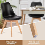 OLIXIS Dining Chairs Set of 8 Kitchen Mid Century Modern Chairs with Wood Legs and PU Leather Cushion for Living Room Bedroom Outdoor Lounge, Black
