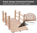 VINGLI 5 ft Garden Bridge, Classic Wooden Arch with Safety Rails Natural Finished Footbridge, Decorative Pond Landscaping, Backyard Creek or Farm