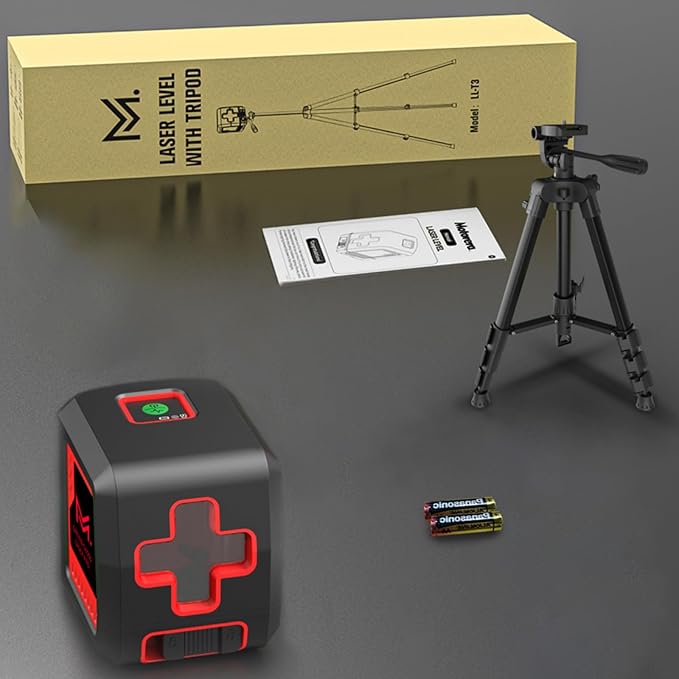 Motovera Self Leveling Laser Level 100ft, Green Cross Line with Tripod, 4 Brightness Modes & Pulse Function, Manual & Self-Leveling Modes, IP54 Waterproof for Picture Hanging, Tile, DIY Construction