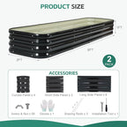 5 in 1 Galvanized Raised Garden Bed - 8x3x1ft (2Packs) Modular Planter Box Outdoor | Metal Raised Bed Kit with Bracing Rods for Gardening Vegetables Flowers Fruits Herbs (Dark Grey)