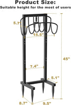 Freestanding Garden Hose Holder with 4 Spikes, Heavy Duty Metal Reel Stand Hanger Rack Organizer, Holds Storage 150ft Hose for Outside Yard Lawn, Black