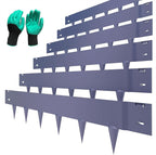 6 Pack Metal Landscape Edging- 40" L x 8" H (20ft Total) Lawn Edging, Garden Border Edging, Metal Edging for Landscaping with Gloves (Gray-Blue)
