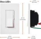 Lutron Diva LED+ Dimmer Switch for Dimmable LED, Halogen and Incandescent Bulbs, 150W/Single-Pole or 3-Way, DVCL-153P-AL, Almond (Pack of 2)