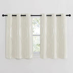 NICETOWN Bedroom Curtains Small Blackout Panels, Beige, Set of 2, 42 by 40 Inch, Window Treatment Thermal Insulated Solid Grommet Blackout Wave Line Foil Print Design Curtains for Kitchen, Cafe, Loft