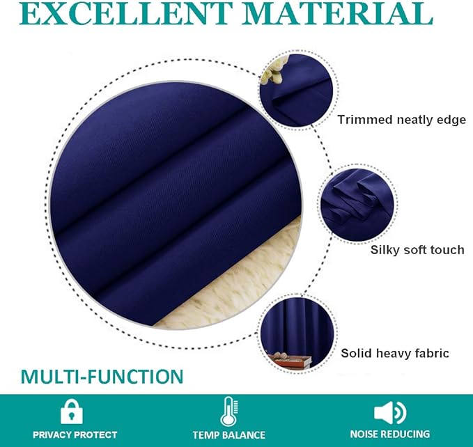 NICETOWN Blackout Wide Sliding Door Curtains - Insulated Noise Reduction Drapes, Privacy Vertical Blind for Living Room & Bedroom (Dark Blue, W100 x L95 inches)
