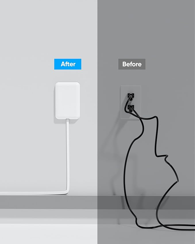 Flat Extension Cord with Outlet Cover, Flat Plug Power Strip with 6 Outlets and 3 USB Ports, 2000 Joules Surge Protector, 3 FT Cord Hidden Outlet Extender for Tight Spaces