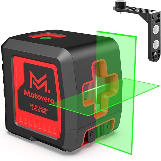 Self-Leveling Laser Level, 100Ft Green Cross Line Rotary Laser Tool - 4 Brightness Modes, Manual & Pulse Mode for Indoor/Outdoor Use, IP54 Waterproof with Carrying Bag
