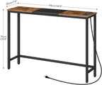 HOOBRO Narrow Console Table with Power Outlets, 44.9 Inches Sofa Table, Slim Behind Couch Table, Entryway Table with Display Shelf, for Living Room, Foyer, Hallway, Rustic Brown and Black BF114UXG01