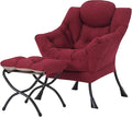 Tiita Lazy Chair with Ottoman, Red Modern Large Accent Chair, Comfy Leisure Sofa Armchair with Ottoman, Reading Chair with Footrest for Bedroom, Living Room, Dorm Rooms, Wine red