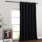 NICETOWN Black Out 132 inch Curtain for Patio Door, Grommet Thermal Insulated Room Divider Wide Winodw Treatment Sound Reducing for Bedroom, Black, 1 Panel, 80" W x 132" L