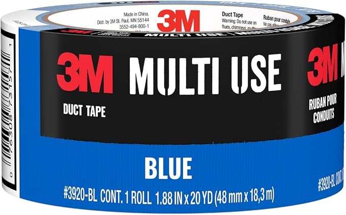3M Multi-Use Colored Duct Tape, Blue with Strong Adhesive and Water-Resistant Backing, Multi-Surface 3M Duct Tape for Indoor and Outdoor Use, 1.88 Inches x 20 Yards, 1 Roll (3920-BL)