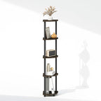 Furinno Turn-N-Tube Storage Shelves, 5-Tier Book Shelf, Corner Shelf, Toolless Open Shelves, for Organization and Storage, Living Room, Home Office, Hallway, Bedroom, Dark Brown Grain