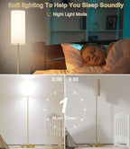 luckystyle LED Floor Lamp for Living Room, Dimmable Standing Lamps with Foot Switch,Remote Custom Color Temperature Gold Pole Lamp with Lampshade,12W Led Bulb Tall Lamps for Bedroom Office Kid Room