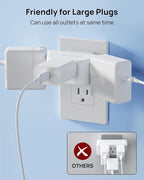 TROND 360 Rotating Plug Outlet Extender 2 Pack, 3 Way Angled Wall Outlet Adapter, Small Multiple Plug Splitter for Bathroom Kitchen Cruise Ship Travel Essentials, White