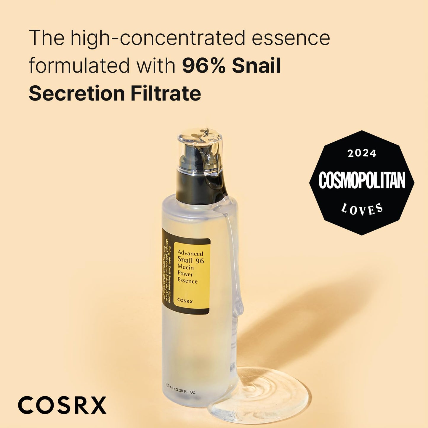 COSRX Snail Mucin 96% Power Repairing Essence - Hydrating Serum for Dull Skin & Fine Lines | AlluCanFind