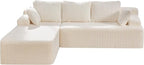 Modular Sectional Sofa Couches L-Shape Couch 3 Seat Modular Sofa Memory Foam Sectional Couches for Living Room, Cloud Couch with Oversized Chaise (White Stripe, 108" Left Facing Chaise)