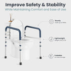 PELEGON Toilet Safety Rails (350 lb) - Adjustable Toilet Safety Frame & Rails, Toilet Safety Rail for Elderly Adults, Toilet Handles for Seniors, Toilet Bars for Elderly, Disabled & Handicap - Grey