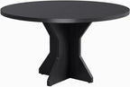 Garvee Round Dining Table for 4-6 People - 47" Circle Kitchen Dinner Table with Sturdy Pedestal Base, Small Spaces Dinning Room Furniture for Living Room, Kitchen, Apartment, Black