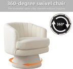 CANMOV Swivel Accent Chair with Armrest, Modern 360 Degree Swivel Barrel Chair with Curve Back and Soft Cushion,Comfy Round Sherpa Teddy Armchair Single Sofa for Living Room,Bedroom,Waiting Room,Beige