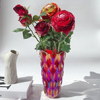 Unbreakable Flower Glass Vase 3.5lb 9.5inch Sparkle vase Bohemian Style, for Centerpieces,Kitchen,Office, Living Room,Wedding,Perfect Home Decor Glass Vase (Sparkle red)