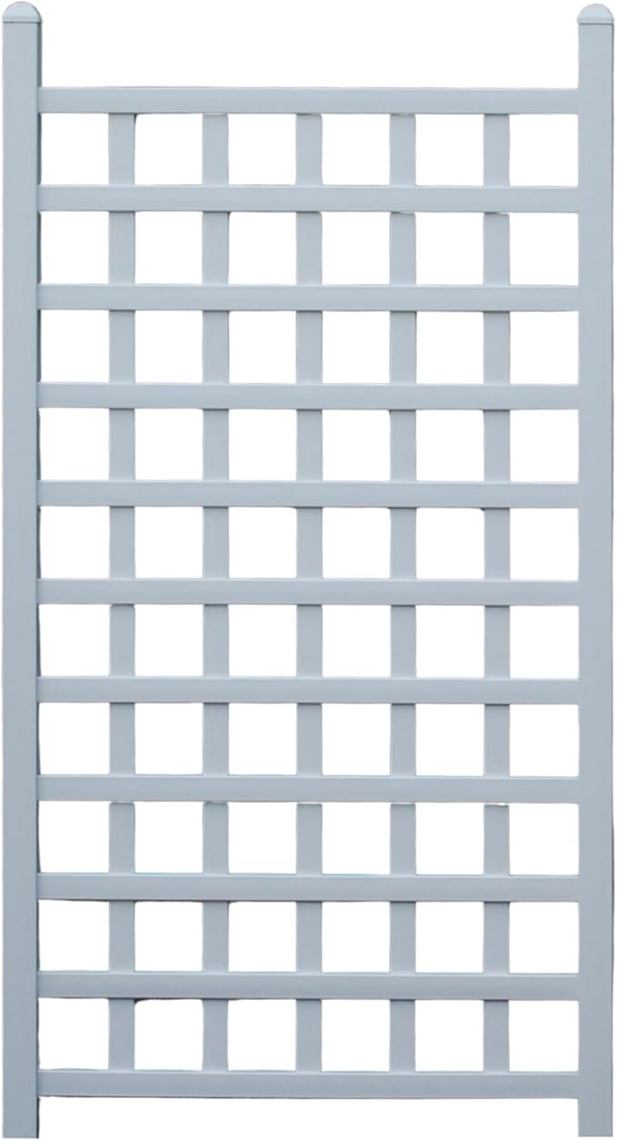 Dura-Trel 35" x 66" Country Garden Vinyl Trellis, Outdoor Plant Support Frame, White - Decorative Grid-Style Lattice for Climbing Vines, Plants & Flowers - Home Gardening and Planting Accessories